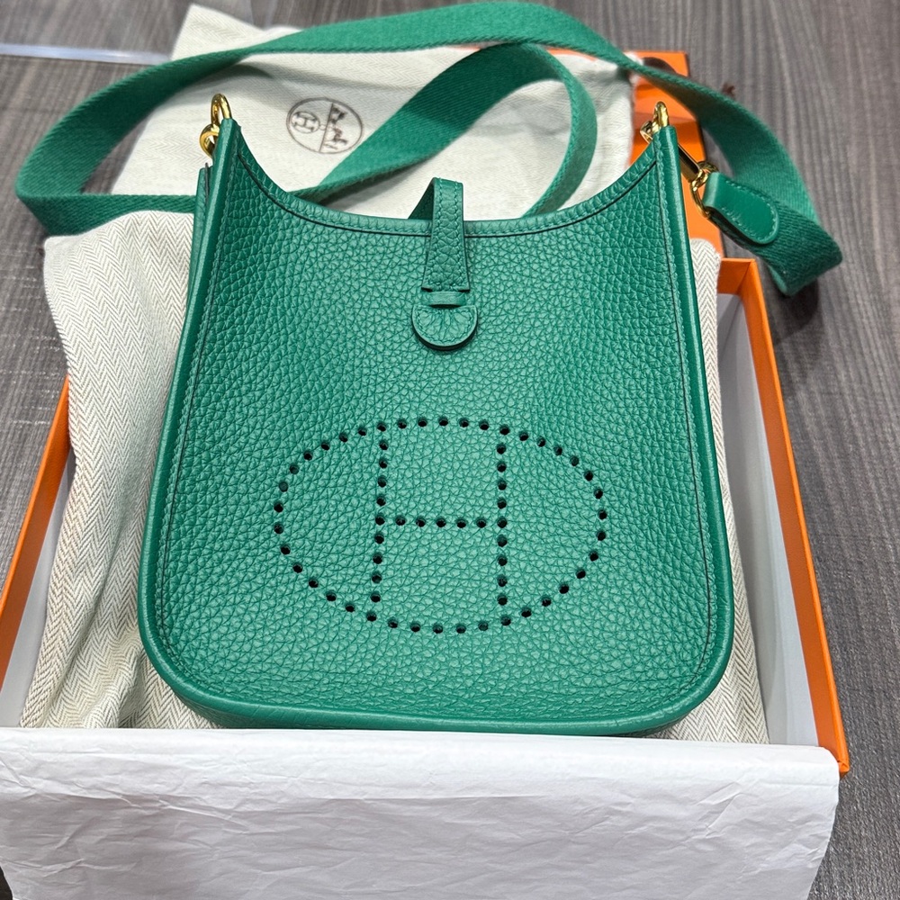 Hermes Green Crossbody Bag in Vert Vertigo color